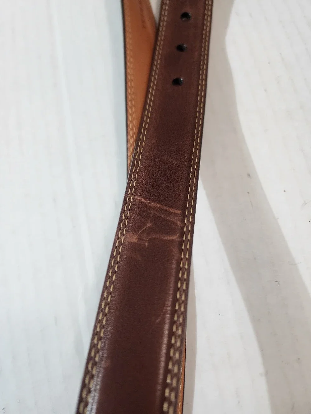 VTG Orvis Brown Bridle Leather Dress Casual Belt Size 36 Solid Brass Made USA